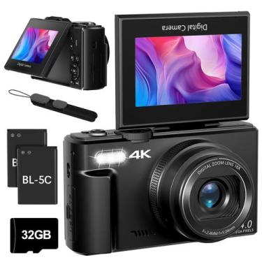 Imagem de Câmera Maenlans 4K 64MP de vlogging digital com tela flip de 3"