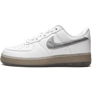 Imagem de Nike Tênis masculino Air Force 1 Branco/Prata Metálico/Coco, Branco/preto-metálico dourado, 10.5