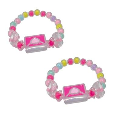 Imagem de BYETOCE Pacote com 2 pulseiras de contas de cristal transparente com pingente de flor roxa pulseiras elásticas de princesa para lembrancinhas de festa, enfeite de brincar, amizade, presentes de