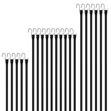 Imagem de HOXWELL Cabos elásticos de borracha com ganchos, cordão elástico 100% EPDM com 150% de elasticidade máxima, 38,1 cm, 53,3 cm, 78,7 cm (pacote com 20) tiras elásticas resistentes para prender lonas