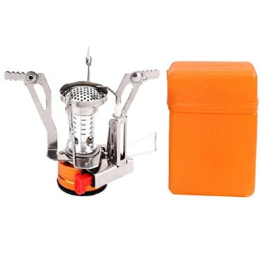 Imagem de Fogão a gás de acampamento a gás com ignição piezo mini dobrável à prova de vento com estojo de transporte para cozinhar ao ar livre