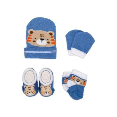 Imagem de Kit Enxoval Bebe Toca Luva Sapatinho E Meia Recem Nascido Presente Mat
