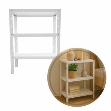 Imagem de Prateleira Estante Multiuso Alumínio Branca Organizadora c/ 3 Níveis S