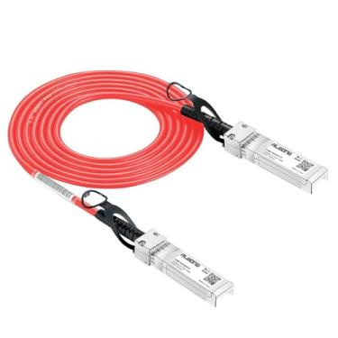 Imagem de Alwong Cabo de conexão direta (DAC) vermelho 2 m/6,56 pés 10G SFP+, cabo Twinax passivo, 10GBASE- SFP+ para conector SFP+, para Cisco SFP-H10GB-CU2M, Ubiquiti, Arista, D-Link, Mikrotik, Netgear, etc