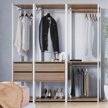 Imagem de Guarda Roupa Closet 3 Peças com 3 Cabideiros 4 Gavetas e 2 N