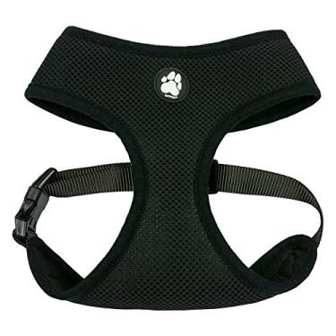 Imagem de Furhaven Peitoral para cães de malha acolchoada ajustável - preto, grande