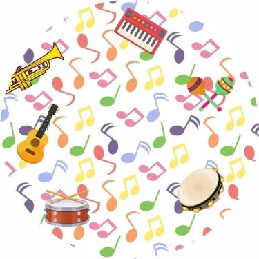 Imagem de Painel Redondo Tecido Sublimado 3D Musical Frd-5790