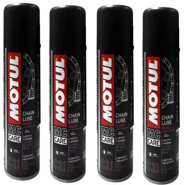 Imagem de Kit Com 4 Lubrificantes Corrente Moto Bike Motul C2 Chain Lube Road 200Ml