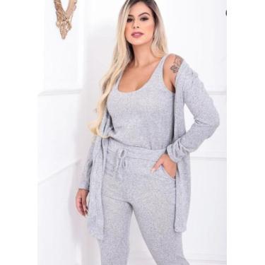 Imagem de Conjunto em Lanzinha de 3 peças Cardigan, Calça e Regata - RL MODAS, C