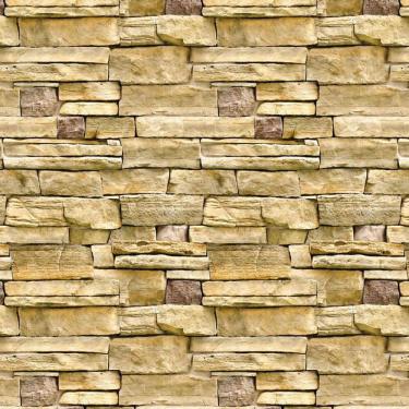 Imagem de Papel De Parede Pedras Tijolos Amarelo Claro Adesivo Sala