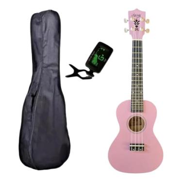 Imagem de Ukulele Rosa Seven Concert Suk-23 Capa Preta e Afinador