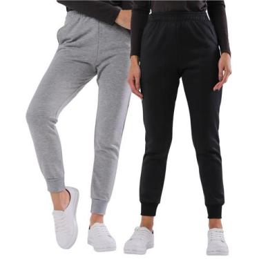 Imagem de Kit 2 Calça Moletom Feminina Flanelada Tecido Grosso - Conceitual Stor