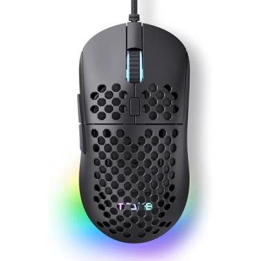 Imagem de Mouse Gamer TMKB Falcon M1SE Ultraleve Honeycomb, sensor óptico de 12800DPI de alta precisão, 6 botões programáveis, RGB personalizável, mouse ergonômico para jogos com fio - preto fosco