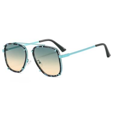 Imagem de JRLLFD Óculos de sol vintage femininos, óculos escuros masculinos, retrô, gradiente, fashion, driver uv400 (azul)