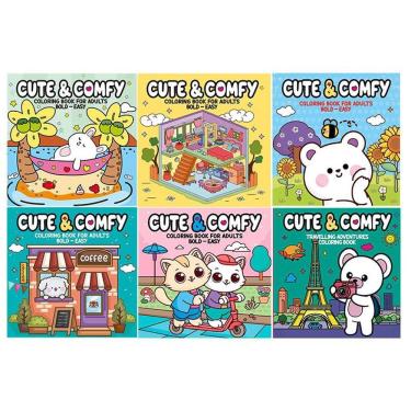 Imagem de Livro para Colorir Coloring Book For Adults Bold Easy 6 Unidades - Cute &amp; Comfy