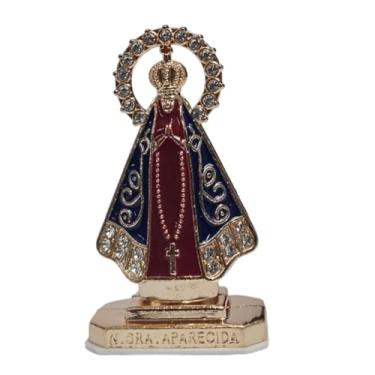 Imagem de Imagem Nossa Senhora Aparecida Miniatura Dourada Com Dupla Face Ref:182 (Azul/Vermelho)