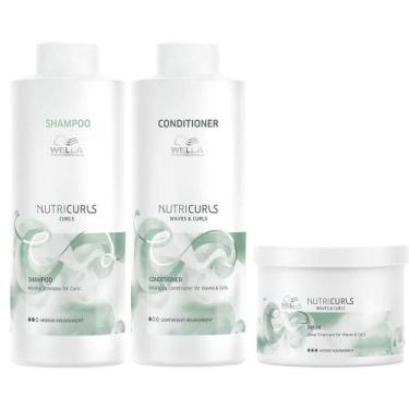 Imagem de Wella Nutricurls Shampoo 1000ml, Condicionador 1000ml e Máscara 500ml
