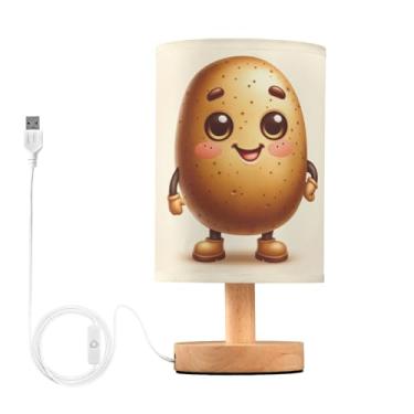 Imagem de Joisal Candeeiros de mesa fofos de batata para quarto, abajur de linho, lâmpadas de cama para mesa de cabeceira, lâmpada pequena para quarto