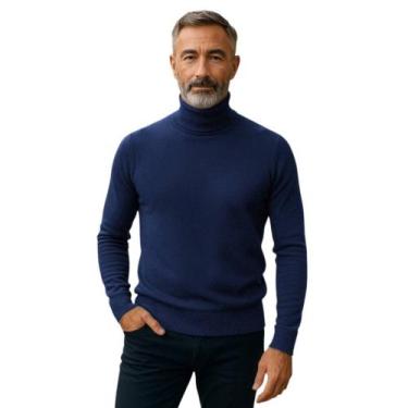 Imagem de Cacharrel Blusa Tricot Lã Masculina Canelada Ref765 - Generica, Azul m