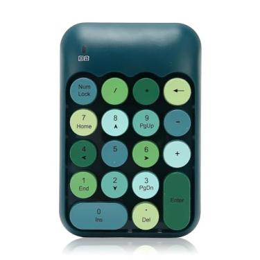 Imagem de Teclado Numérico Sem Fio de 2,4 Ghz, Mini Teclado Numérico de 18 Teclas, Teclado Colorido Vintage e Teclas Redondas, Com Receptor USB para PC, Desktop e Laptop (Cor Verde Escuro)