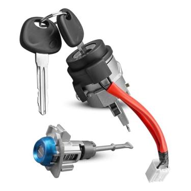 Imagem de AUGREX Interruptor de ignição com conjunto de cilindro de fechadura de porta de substituição adequado para Hyundai 2017 2018 2019 2020, substitui 81905-F2000 81910-F0000, com 2 chaves
