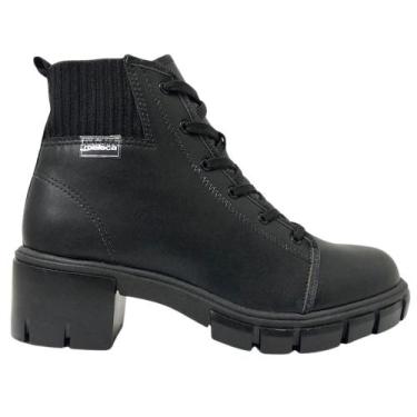 Imagem de Bota Coturno Feminino Moleca Tratorado Preta, Preto, 38