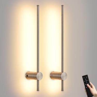 Imagem de Giawosth Luminária De Parede Operada Por Bateria Com Controle Remoto, Regulável 3000K A 6000K, Temporizador, Lâmpada Led Memória, Rotação 350°, Recarregável Usb, Sem Fio, Para Sala Estar, Quarto, Ní
