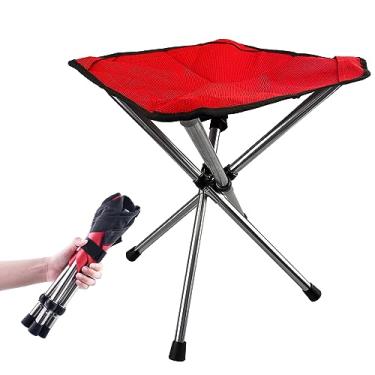Imagem de Azarxis Banco Dobrável Com Tripé, Cadeira Telescópica Portátil, Compacta E Leve Para Camping, Pesca, Caminhadas, Piquenique, Praia, Churrasco, Viagem, Mochila, Assento De Jardim Bolsa Transporte (Ve