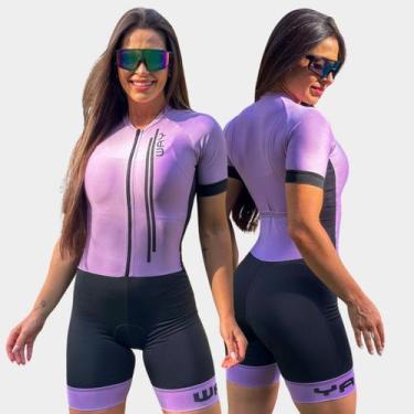 Imagem de Macaquinho de Ciclismo Way Air Pro Lilás Claro Manga Longa Forro Gel P