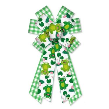 Imagem de On-Airstore Grandes Laços De Guirlanda Sapo Verão, Desenho Animal, Estopa Para Guirlanda, Fita Xadrez Búfalo Verde, Decoração Volta Às Aulas, Interiores E Exteriores, Suprimentos Ornamento