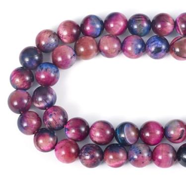 Imagem de Spritewelry 1 fio contas de olho de tigre natural 8 mm contas de pedras preciosas redondas lisas Rondelle dragão veia solta polida chakra contas para fabricação de joias cerca de 47 peças