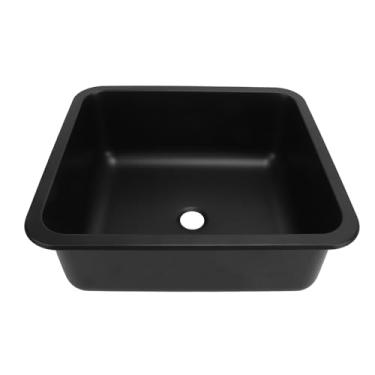 Imagem de Pia de Trailer, Pia d a Cozinha de Aço Inoxidável, 14,17 X12,6 X 5,91 Polegadas de Lavagem Retangular d a Mão Com Saíd a de Drenagem de 40 Mm, Pequena a (Plastics de pulverização preta)