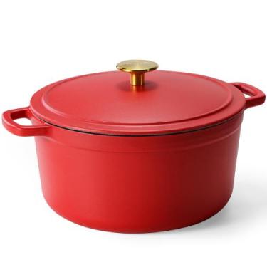 Imagem de Forno holandês CAROTE Ferro Fundido 5L esmaltado com tampa vermelha