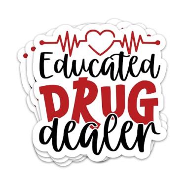 Imagem de Adesivo educado de traficante de drogas 3 peças adesivo de enfermeira profissional de saúde engraçado farmacêutico à prova d'água adesivos de vinil para garrafa de água de enfermagem decalques de