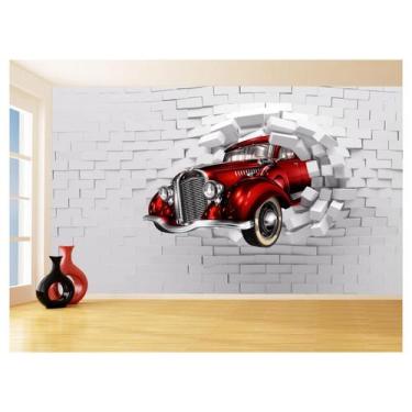 Imagem de Papel De Parede Carro Antigo Saindo Da Parede 3D 3,5M Cxr40 - Você Dec