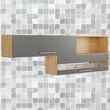 Imagem de Armário Aéreo Cozinha 2 Portas Com Nicho Suspenso Carmenere 100% Mdf