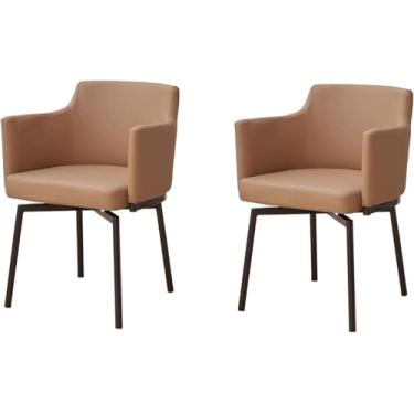 Imagem de Conjunto de 1 2 4 e 6 cadeiras de jantar, estilo moderno de meados do século, cadeira de cozinha giratória, à prova d'água, couro sintético, cadeiras para sala de jantar com design mais largo e maior