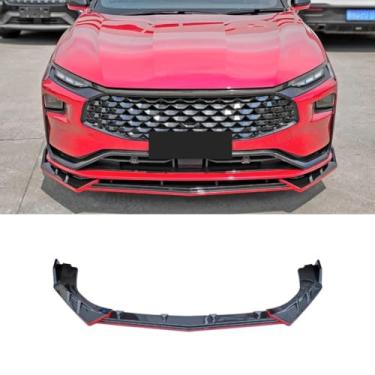 Imagem de Para Mondeo Car Front Bumper Lip Carbon Look Acessórios de carro para Mondeo ST Line 2022 Acessórios de protetor de para-choque (preto vermelho)