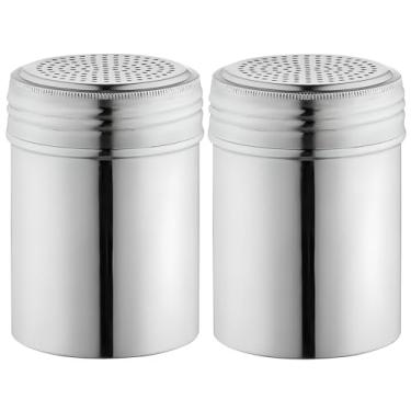 Imagem de OCS Parts Conjunto de 2 coqueteleiras de aço inoxidável | sem alças | Sal, pimenta, açúcar em pó e temperos de aço inoxidável de 293 ml para cozinhas domésticas e comerciais
