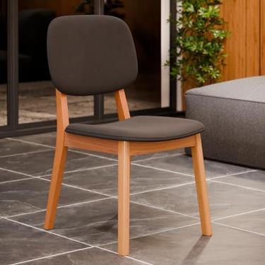 Imagem de Cadeira De Jantar Detroit Conjunto Kit Duas Cadeiras Em Linho Estrutura Em Madeira Maciça (PRETO)