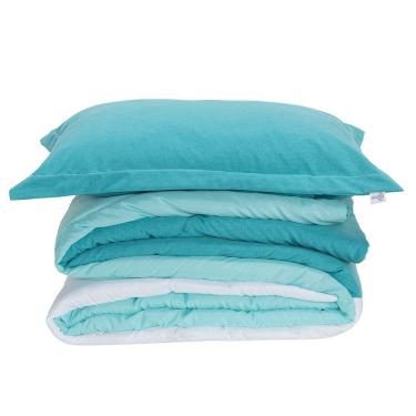 Imagem de Kit Edredom Solteiro Colorful Dupla Face Linho E Hipercal 400 Fios 5 Peças - Verde