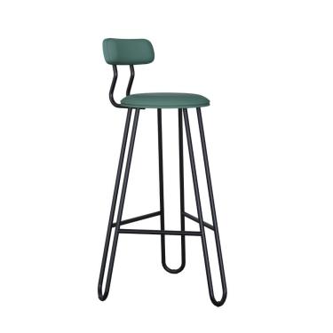 Imagem de Conjunto 4 Banquetas Alta Ginger Com Encosto Courino Urano Verde Sálvia