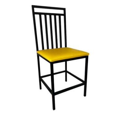 Imagem de Cadeira Eliane Reforçada Para Cozinha E Sala Jantar Assento Amarelo - 