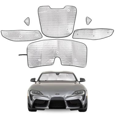 Imagem de Kit de pára-brisas para Toyota Supra 2019-2024 acessórios para janela dianteira traseira para-sol viseira de sol dobrável proteção de privacidade bloqueador de UV HeatShield para-brisa lateral janela
