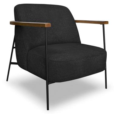 Imagem de Poltrona Para Sala Pés Metálicos Ellen S06 Boucle Preto - Mpozenato