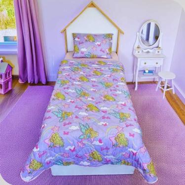 Imagem de Edredom Dupla Face Microfibra Solteiro Estampado Barbie 1,40 m x 2,10 