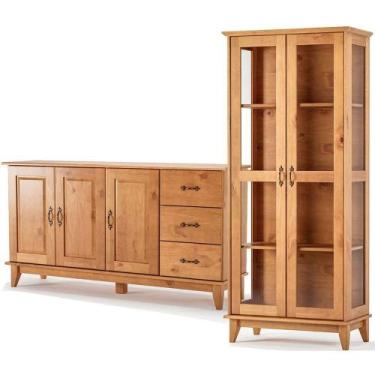 Imagem de Buffet Aparador 3 Portas 3 Gav. 156 Cm E Cristaleira 2 Portas Bella Sl