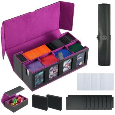 Imagem de WPGEAR Trading Card Deck Case for 1600 Cards, Storage Box with Display Windows for MTG Commander, Magic Cards, PTCG, Sport Cards and Other Trading Card Games - PURPLE