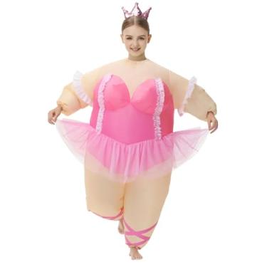 Imagem de Poptrend Inflatable Ballet Costumes for Kids Funny Halloween Blow up Costume with Crown Headband Girls Dance Party Cosplay