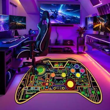 Imagem de Tapete de jogos para quarto de meninos – Tapete de jogos, 8 x 1,5 m colorido em forma de controle de jogo para adolescentes, meninos, sala de jogos, cadeira de computador, tapete de decoração para